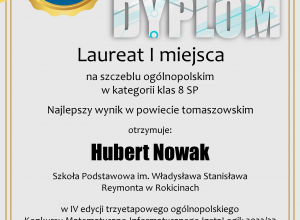 Hubert Nowak Laureatem I miejsca w IV edycji konkursu InstaLogik