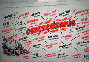 Slajd wyświetlany podczas lekcji o oszczędzaniu.